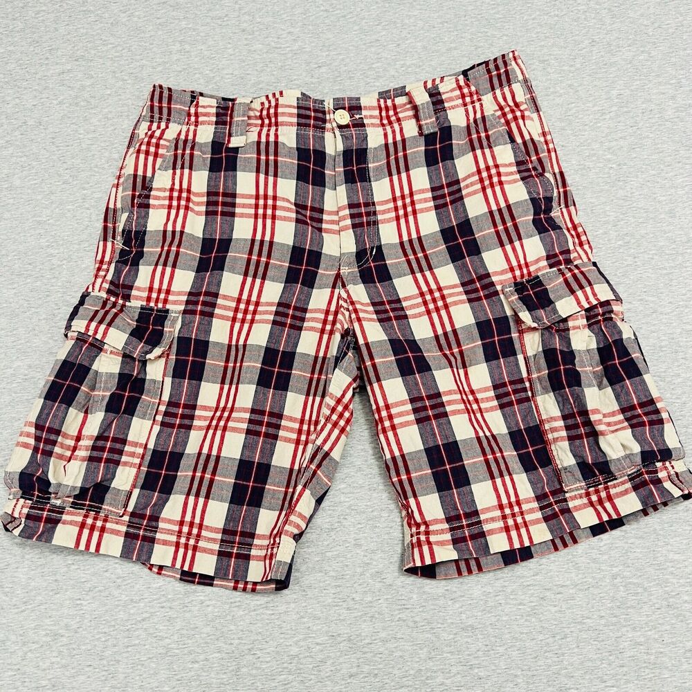 Vintage Polo Jeans‎ Co Ralph Lauren Cargo Shorts Mens 36 Plaid Preppy Summer